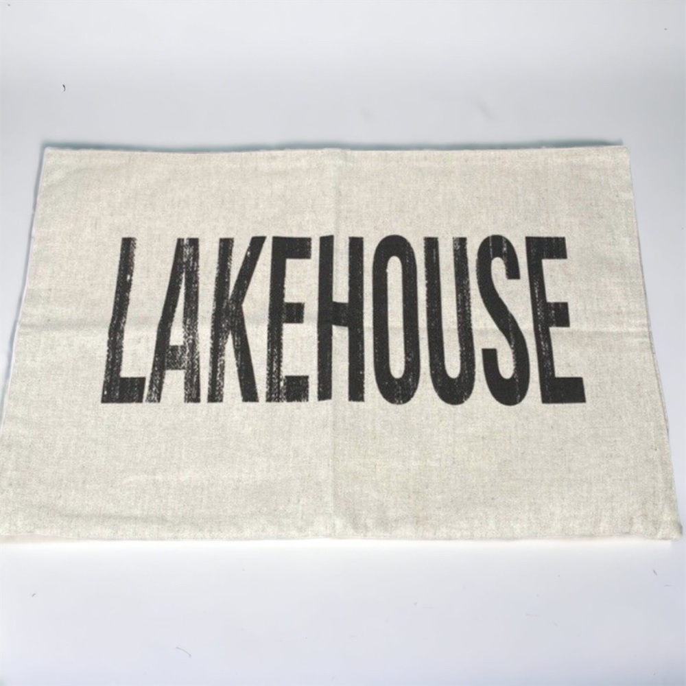 Lakehouse Pillowcase w/ Zipper Rustic Natural Linen 11” x 17” Home Decor - New
